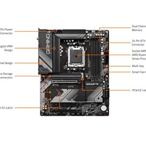 GIGABYTE B650 Gaming X AX (AM5/ LGA 1718/ AMD/ B650/ ATX/ 5-Year Warranty/ DDR5/ PCIe 4.0 M.2/ PCIe 4.0/ USB 3.2 Gen2x2 Type-C/AMD Wi-Fi 6E/ Realtek 2.5GbE LAN/Motherboard)