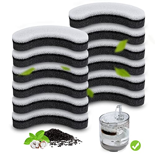 Cat Water Fountain Filter,Arc-Shaped Sponge Activated Carbon Cat Fountain Filter Replacement Filters Compatible WF050 & WF100 Automatic Pet Water Fountain (12 Pack)