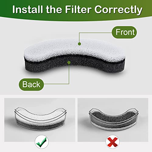 Cat Water Fountain Filter,Arc-Shaped Sponge Activated Carbon Cat Fountain Filter Replacement Filters Compatible WF050 & WF100 Automatic Pet Water Fountain (12 Pack)