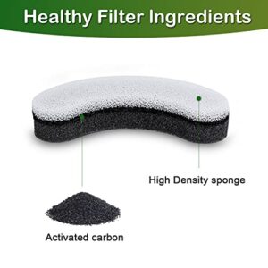 Cat Water Fountain Filter,Arc-Shaped Sponge Activated Carbon Cat Fountain Filter Replacement Filters Compatible WF050 & WF100 Automatic Pet Water Fountain (12 Pack)