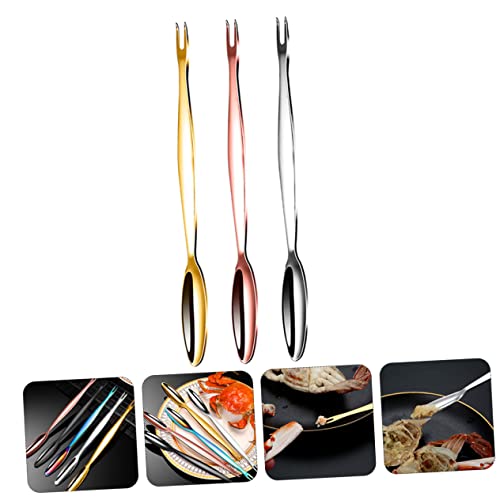 Anneome 3 Pcs Stainless Steel Crab Needle Lobster Crackers Stainless Steel Peeler Seafood Tools Shellfish Forks Shell Picks Crayfish Peelers Stainless Steel Crab Sheller Novel Crab Sheller