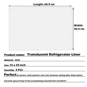 PABUSIOR Refrigerator Shelf Liners 4 PCS, Translucent Drawer Liners, (16" x24 INCH) Washable Fridge Liner, Refrigerator Mats for Freezer Glass Shelves