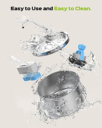 AOOGITF Cat Water Fountain, 304 Stainless Steel Pet Water Fountain, 24/7 Keep The Water Fresh, 74oz Capacity, Ultra-Quiet, No Sputter, Compact, Easy Cleaning, Suit for Pets