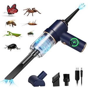 5 in 1 handheld vacuum and blower cordless rechargeable bug vacuum catcher for insect stink bug spider, portable vacuum cleaner strong suction bug sucker for car kitchen pet hair, dry & wet use, blue