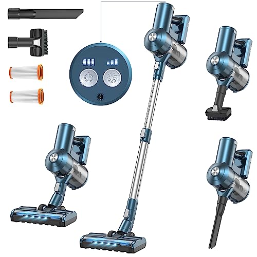 EICOBOT Cordless Vacuum Cleaner, 8 in 1 Lightweight Stick Vacuum with 28Kpa Powerful Suction Brushless Motor, Max 38mins Runtime, Handheld Vacuum for Carpet Hard Floor Pet Hair A30 Blue