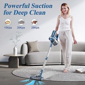 EICOBOT Cordless Vacuum Cleaner, 8 in 1 Lightweight Stick Vacuum with 28Kpa Powerful Suction Brushless Motor, Max 38mins Runtime, Handheld Vacuum for Carpet Hard Floor Pet Hair A30 Blue