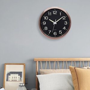 NESIFEE Glow in The Dark Wall Clock, 12 Inch Night Light Wall Clock Silent Non-Ticking, Battery Operated Wall Clocks for Living Room Kitchen Office Bedroom, Rose Gold