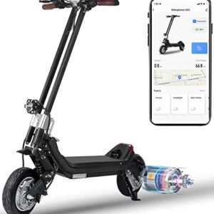 Riding'times Dual Motor Electric Scooter with Smart APP - 2400W Brushless Hub Motor, 20Ah Removable Battery Up to 37Mph & 60 Miles, 11" Knotty Tire Off Road All Terrain Electric Scooter (1200W, 15AH)