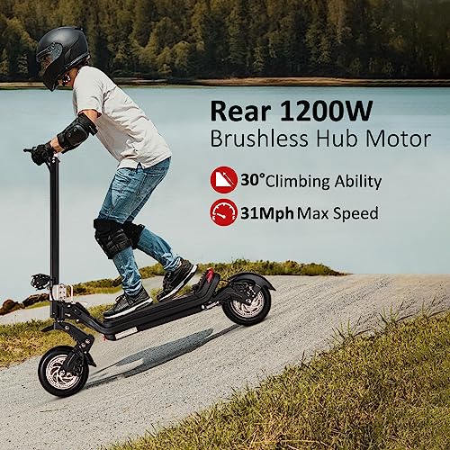 Riding'times Dual Motor Electric Scooter with Smart APP - 2400W Brushless Hub Motor, 20Ah Removable Battery Up to 37Mph & 60 Miles, 11" Knotty Tire Off Road All Terrain Electric Scooter (1200W, 15AH)