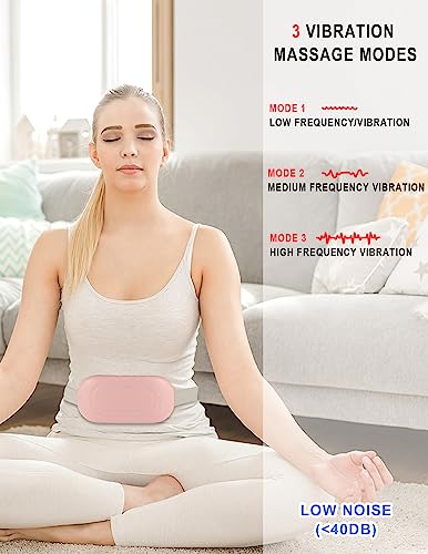 JZLUCKY Portable Heating Pads for Cramps, Fast Large Menstrual Heating Pads with 3 Heating Level and 3 Massage Mode, Cordless Heating Pads for Low Back,Belly Pain Relief Gift for Women Girl(Pink)