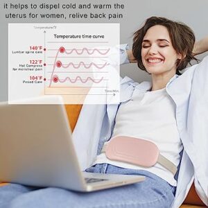 JZLUCKY Portable Heating Pads for Cramps, Fast Large Menstrual Heating Pads with 3 Heating Level and 3 Massage Mode, Cordless Heating Pads for Low Back,Belly Pain Relief Gift for Women Girl(Pink)