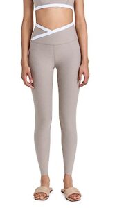 beyond yoga women's spacedye outlines high waisted midi leggings, birch/cloud white, s