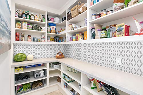 GloryTik 17.3" x 118"Gray and White Contact Paper Self Adhesive Removable Shelf Liners Peel and Stick Embossing Shelf Liners for Kitchen cabinets Drawer