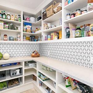 GloryTik 17.3" x 197"Gray and White Contact Paper Self Adhesive Removable Shelf Liners Peel and Stick Embossing Shelf Liners for Kitchen cabinets Drawer