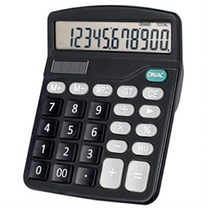 yeveette desk calculator 12-digit large display - office calculators with sensitive button and solar and battery dual power, portable basic calculator suitable for business, office and home，837