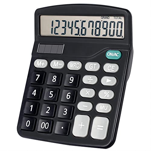 YEVEETTE Desk Calculator 12-Digit Large Display - Office Calculators with Sensitive Button and Solar and Battery Dual Power, Portable Basic Calculator Suitable for Business, Office and Home，837