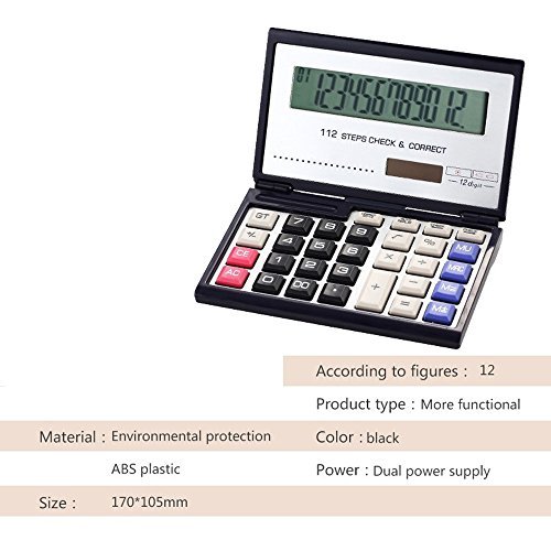 Folding Calculator with 12-Digits Large Display,Solar and AAA Battery Dual Power Business/Office/Student/