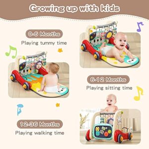 Baby Gym Play Mat 2-in-1 Baby Activity Center Playing Piano Tummy Time Toddler Play Mat for Newborn to Toddler 3 6 9 12 Months