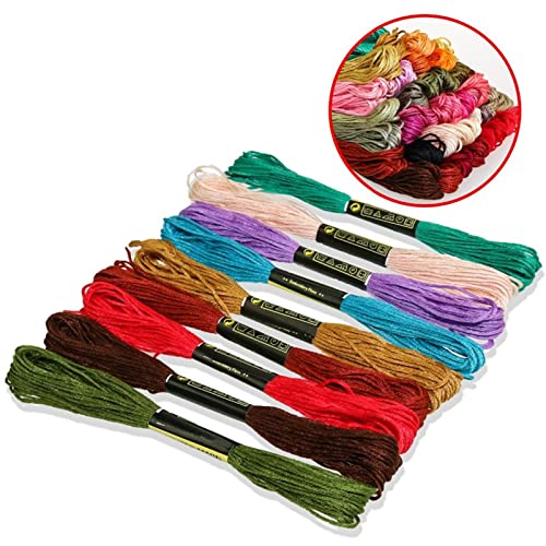 Dimensean 200 Pcs Embroidery Threads Rainbow Embroidery Floss Cross Stitch Cotton Floss Skeins Hand Craft Premium Rainbow DIY Sewing Tool Multiple Colour