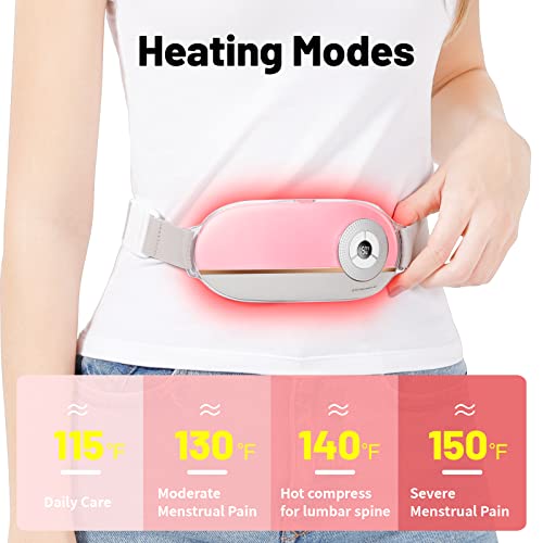 Heating Pads for Cramps, Menstrual Portable Cordless Heating Pad with 4 Heat Levels and 4 Massage Modes, Heating Pad Gift for Back Pain Gift for Women (Pink)