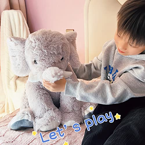 UBABER 20 Inch Large Elephant Stuffed Animals,Clever Elephant Plush Pillow for Kids,Big Stuffed Elephant Toy,Perfect Elephant Gifts for Girls and Boys,Super Soft Elephant Room Decoration(Gray).