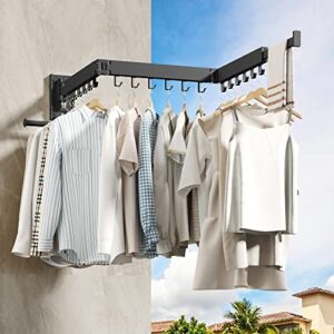 HEILAIYI Wall Mounted Clothes Hanger,Clothes Drying Rack,Laundry Drying Rack,Clothes Rack Wall Mount,Drying Rack Clothing,Laundry Rack,Folding,Retractable,Collapsible,can Fold Upward & Left & Right