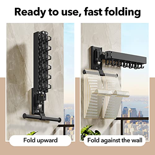 HEILAIYI Wall Mounted Clothes Hanger,Clothes Drying Rack,Laundry Drying Rack,Clothes Rack Wall Mount,Drying Rack Clothing,Laundry Rack,Folding,Retractable,Collapsible,can Fold Upward & Left & Right