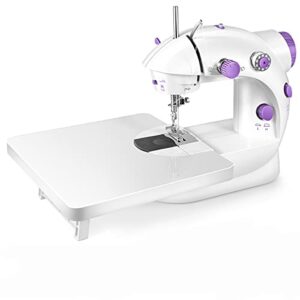 Portable Sewing Machine with Extension Table and Light,Mini Sewing Machine with Upgraded,Two Threads Double Speed Double Switches,Electric Sewing Machine Easy to Use for Kids,Beginners and DIY