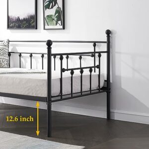 VECELO Daybed Frame, Twin Size Metal Platform Bed with Headboard,Heavy Duty Steel Slats Support for Living Room Bedroom Guest Room, Easy Assembly