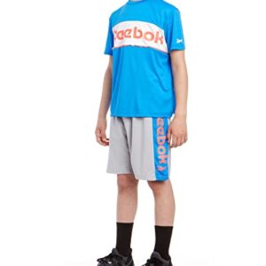 Reebok Boys' Active Shorts Set - 2 Piece Performance T-Shirt and Basketball Gym Shorts (8-12), Size 8, Electric Blue/Light Grey