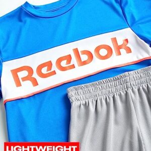 Reebok Boys' Active Shorts Set - 2 Piece Performance T-Shirt and Basketball Gym Shorts (8-12), Size 8, Electric Blue/Light Grey