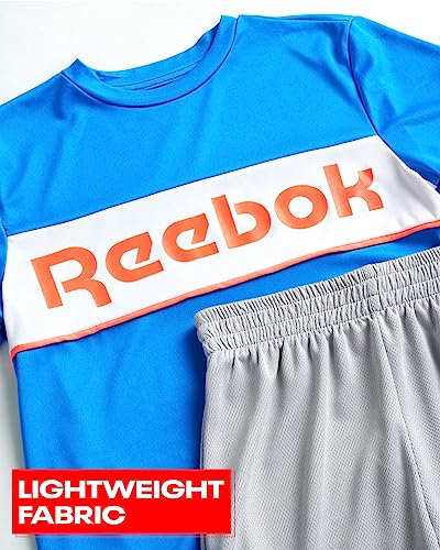 Reebok Boys' Active Shorts Set - 2 Piece Performance T-Shirt and Basketball Gym Shorts (8-12), Size 8, Electric Blue/Light Grey