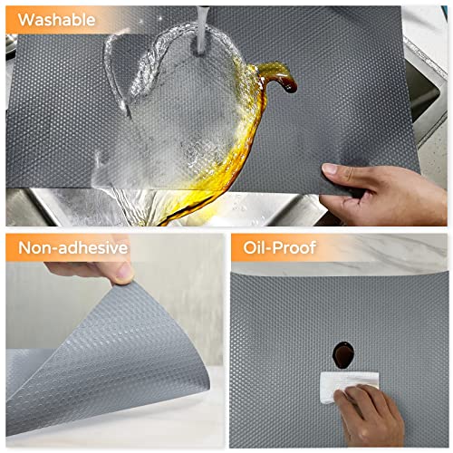 Shelf Liners for Kitchen Cabinets Washable Refrigerator Liners Oil-Proof Drawer Liners for Kitchen Dining, 12 in x 20 FT, Gray (12 Inches x 20 FT x 1 Roll)