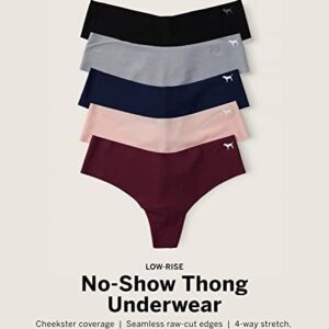 Victoria's Secret PINK No Show Thong, 5 Pack Panties for Women (M)
