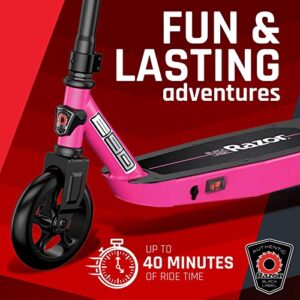 Razor Black Label E90 Electric Scooter for Kids Age 8 and Up, Power Core High-Torque Hub Motor, Up to 10 mph, All-Steel Frame