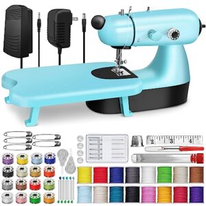mini sewing machine, upgraded electric sewing machine with sewing bag, expansion board, led light, fast stitch suitable for clothes,jeans,cutains,diy home travel