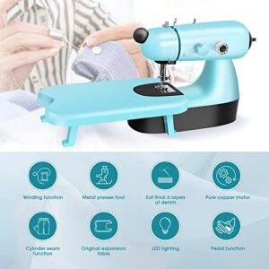 Mini Sewing Machine, Upgraded Electric Sewing Machine with Sewing Bag, Expansion Board, LED Light, Fast Stitch Suitable for Clothes,Jeans,Cutains,DIY Home Travel