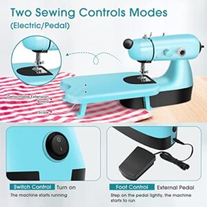 Mini Sewing Machine, Upgraded Electric Sewing Machine with Sewing Bag, Expansion Board, LED Light, Fast Stitch Suitable for Clothes,Jeans,Cutains,DIY Home Travel