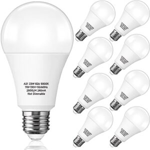 150-200w equivalent led light bulb, a21 23w bright led bulb 2500 lumens, daylight white 5000k e26 base light bulbs for home, office, store, garage, warehouse, garden, commercial lighting, 8 pack