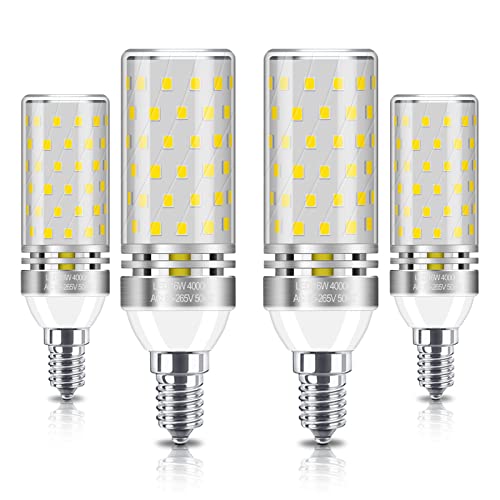 16W E12 LED Corn Bulbs, 1500LM Natural White 4000K Candelabra Light Bulbs, 100W Equivalent, E12 Base LED Chandelier Bulbs, Non-Dimmable LED Lamp, 4Pack
