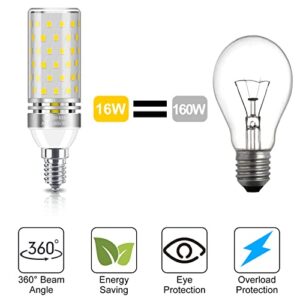 16W E12 LED Corn Bulbs, 1500LM Natural White 4000K Candelabra Light Bulbs, 100W Equivalent, E12 Base LED Chandelier Bulbs, Non-Dimmable LED Lamp, 4Pack