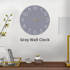 cicininc Wall Clock - Grey Wall Clocks Battery Operated, Modern Silent Wall Clocks Non-Ticking - Small Decorative Clock for Bedroom Kitchen Bathroom Office Living Room (10" Gray)