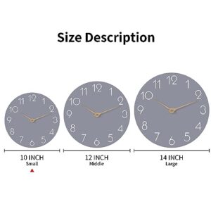 cicininc Wall Clock - Grey Wall Clocks Battery Operated, Modern Silent Wall Clocks Non-Ticking - Small Decorative Clock for Bedroom Kitchen Bathroom Office Living Room (10" Gray)