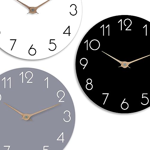 cicininc Wall Clock - Grey Wall Clocks Battery Operated, Modern Silent Wall Clocks Non-Ticking - Small Decorative Clock for Bedroom Kitchen Bathroom Office Living Room (10" Gray)