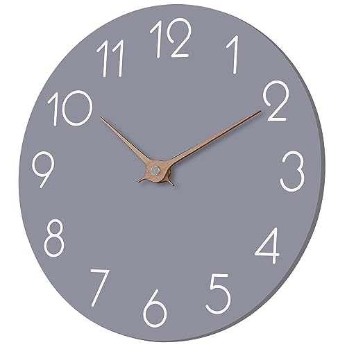 cicininc Wall Clock - Grey Wall Clocks Battery Operated, Modern Silent Wall Clocks Non-Ticking - Small Decorative Clock for Bedroom Kitchen Bathroom Office Living Room (10" Gray)