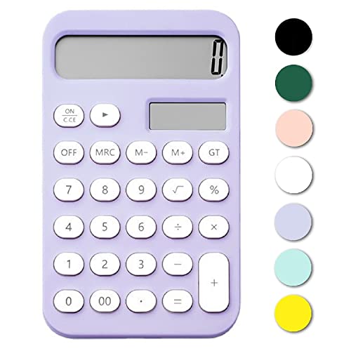 Cute Desk Calculator, Basic Desktop Calculator, 12 Digit Pocket Calculators Desktop with Large LCD Display for Office Home and School (Purple)