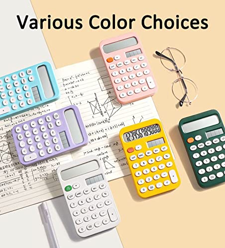Cute Desk Calculator, Basic Desktop Calculator, 12 Digit Pocket Calculators Desktop with Large LCD Display for Office Home and School (Purple)