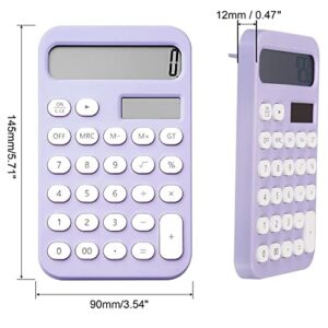 Cute Desk Calculator, Basic Desktop Calculator, 12 Digit Pocket Calculators Desktop with Large LCD Display for Office Home and School (Purple)