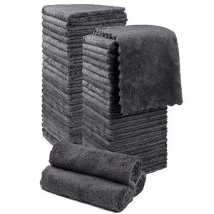 orighty ultra soft washcloths 48 pack, premium microfiber towel sets 12 x 12 inches, absorbent and quick drying coral velvet washcloth, multi-purpose wash cloths for bathroom, hotel, and gym (grey)