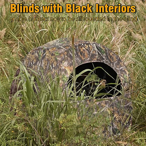 MOFEEZ Hunting Blind, 270°View with Silent Zipper Window 1-2 Pereson Ground Deer Stand Pop Up Tent with Portable Bag and Tent Stakes (Camo, 60 "Lx60 Wx64 H)